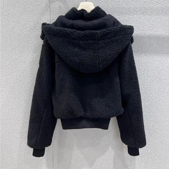 Alo Yoga Black Fleece Zip-Up Jacket - Picture 2 of 5